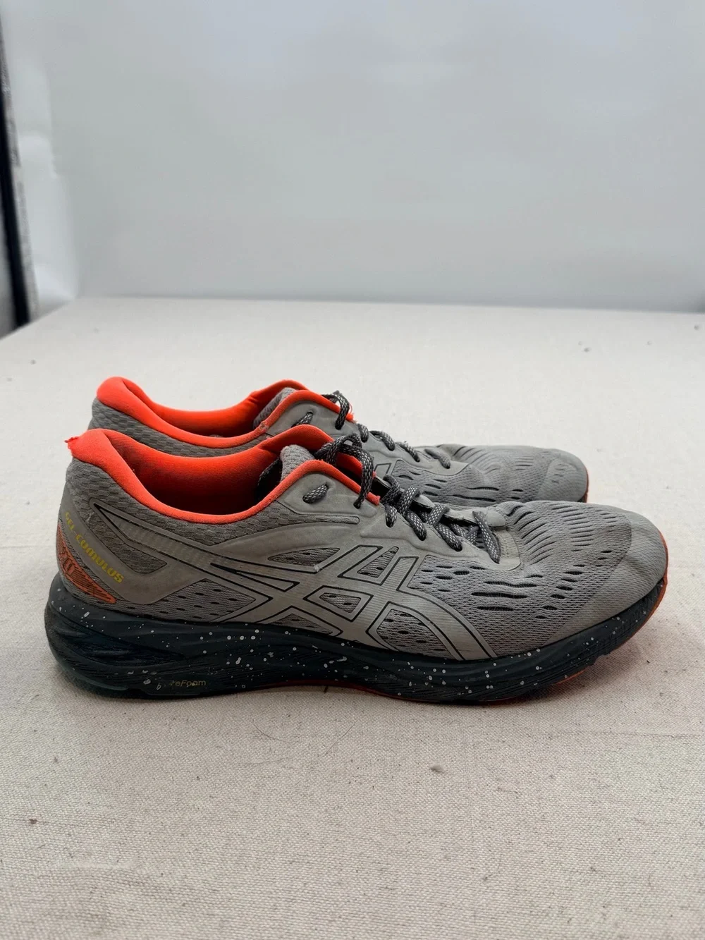 Asics Gray Athletic Running Shoes with Orange Lining